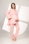Women's Pink Flounce Design Short Sleeve 100% Cotton Maternity Maternity Dressing Gown Sleepwear Set - 3
