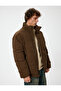 Puffer jacket with velvet look