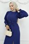 Indigo Pleated and Slit Suit - 19239 - 2