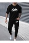 Printed Tracksuit Set T-Shirt Jogger Sweatpants - Bottom Top Set