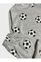 Boys' Cotton Gray Football Ball Patterned Long Sleeve Seasonal Pajamas Set - 4