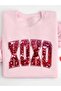 Xoxo Winter Sweatshirt - Pink Printed Oversize Raised Crew Neck - 2