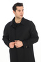 5090 Men's Black Baby Collar Raglan Sleeve Long Length ALTINYILDIZ Topcoat - 3