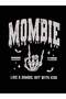 Mombie Winter Sweatshirt - Black Printed Oversize Raised Crew Neck - 3