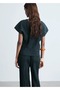 Wrinkled Look V-Neck Blouse - 4