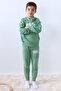 Boys' Hooded Tracksuit Set Smile Printed Ribbed F11 - 3