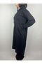 Women's Black Robe Two Side Whole Pocket Hooded Long Sleeve Two Thread Tunic - 5