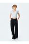 Relaxed Fit Short Sleeve Crop V Neck T-Shirt - 2