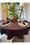 Pearl Velvet Textured Stain-Resistant Bitter Brown Round Tablecloth (Napkins Not Included) - 6