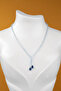 Zircon Stone Silver Color Navy Blue Drop Stone Vip Model Necklace - 3
