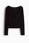 Lace-trimmed ribbed top