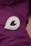 Padded Draped Midi Length Dress with Brooches Wedding Engagement Promise Graduation - 3