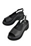 Genuine Leather Women's Heeled Sandals - 151992 Z64003 Black - 5