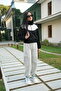 Garnished Zippered Sports Set: Zippered Neck Garnished Top & Leg Elastic Double Cargo Pockets Bottom - 3