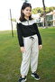 Zippered Neck Garnished Top & Elastic Leg Double Cargo Pocket Bottom - Girls' Seasonal Set - 4