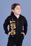 Girl's Hooded Printed Cardigan with Two Side Pocket Detail
