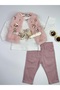 3-Piece Baby Girl Set with Floral Plush Vest and Elastic Waist Pants - 2