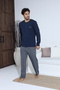 Men's Combed Single Jersey Long Sleeve Pajama Set - 4