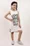 Girl's Printed Stone Embroidered Dress
