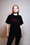 Lylies Red Stone Printed Relaxed Fit Black Women's Tshirt