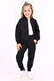 Girl's Zipper Detailed Kangaroo Pocket Tracksuit Set