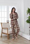 Buttoned Front Patterned Long Sleeve Single Jersey Women's Pajamas Set Vg137 - 2