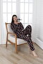 Print Long Sleeve Single Jersey Women's Pajamas Set - Front Buttoned Vg137 - 5