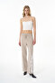 Striped Pants with Lettering on the Legs and Elastic Waist Beige - 4