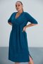 Women's Double Breasted Lapel Stone Detailed Long Plus Size Curve Home Beach Towel Dress - 2