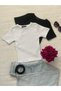 Women's 2-Piece Corded Cotton Crew Neck Knitted Camisole Crop T-Shirt
