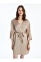 Shawl Collar Plain Long Sleeve Satin Women's Dressing Gown (W4)