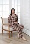 Buttoned Front Patterned Long Sleeve Single Jersey Women's Pajamas Set Vg137 - 6