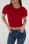 Women's 2-Piece Corded Cotton Crew Neck Knitted Camisole Crop T-Shirt - 5
