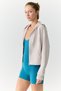 Charisma Urbanbeat Women's Hooded Relaxed Zip Print Detailed Stone Color Sweatshirt - 3