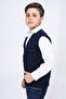 Boy's V-Neck Buttoned Peto Knitted Vest with Pocket Detail - 3