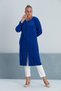 Women's Lapel Stone Detail Zip-Up Plus Size Curve Home Beach Midi Terry Dress - 3