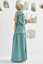 6605-Carla Gathered Belted Dress Mint Green - 3