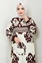 Colorful Patterned Viscose Dress - Brown/ E0122 - 5