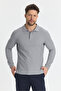 Men's Regular Fit Polo Collar Basic Sweatshirt with Drop Knit