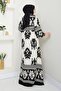 Colorful Patterned Viscose Dress - Black / E0122 - 7