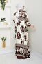 Colorful Patterned Viscose Dress - Brown/ E0122 - 7