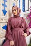 6583-Krep Elbise Gül Kurusu - 2