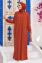 6502 Model Ancelina Brick Color Ribbed Ferace - 2