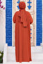 6502 Model Ancelina Brick Color Ribbed Ferace - 4