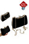 Silk Velvet Evening Dress Bag Gold Portfolio Bag with Armrest and Chain - 4