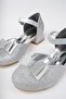 Girl's Silver Evening Dress Glitter Sand Detailed Bow Shoes - 3