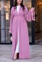 Zahra Abaya with Pink Sleeve Flower Detail