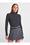 31435 Women's Turtleneck Buttoned Ribbed Ball Bady