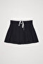 Double Waist Detailed Pleated Mini Skirt Navy Blue - 2