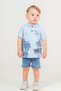 Tarz Lakos Palm Patterned Adjustable Waist Short Sleeve Shorts 2-Piece Set Children's and Baby Clothing Essence
